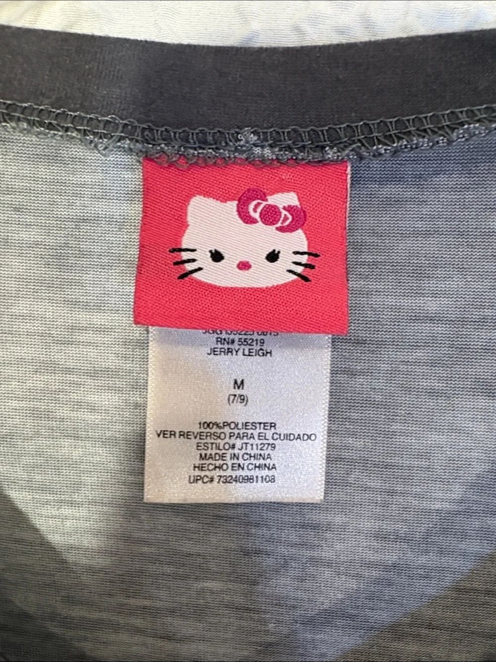 Vintage Hello Kitty Kids skeleton graphic Halloween Gray Ghost Costume Tee